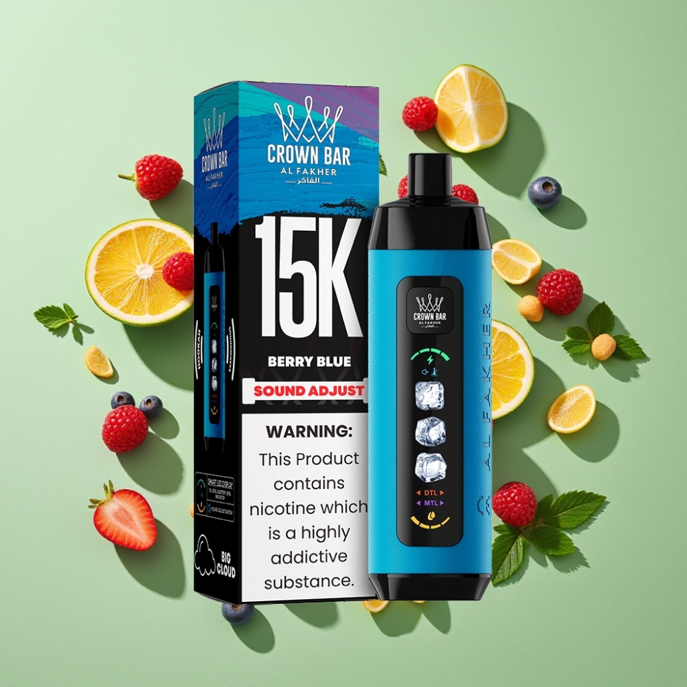 Al Fakher 15k Ice Adjust Clouds Wegwerp 15000 Puffs 22ml Blauwe Bes Mesh Coil