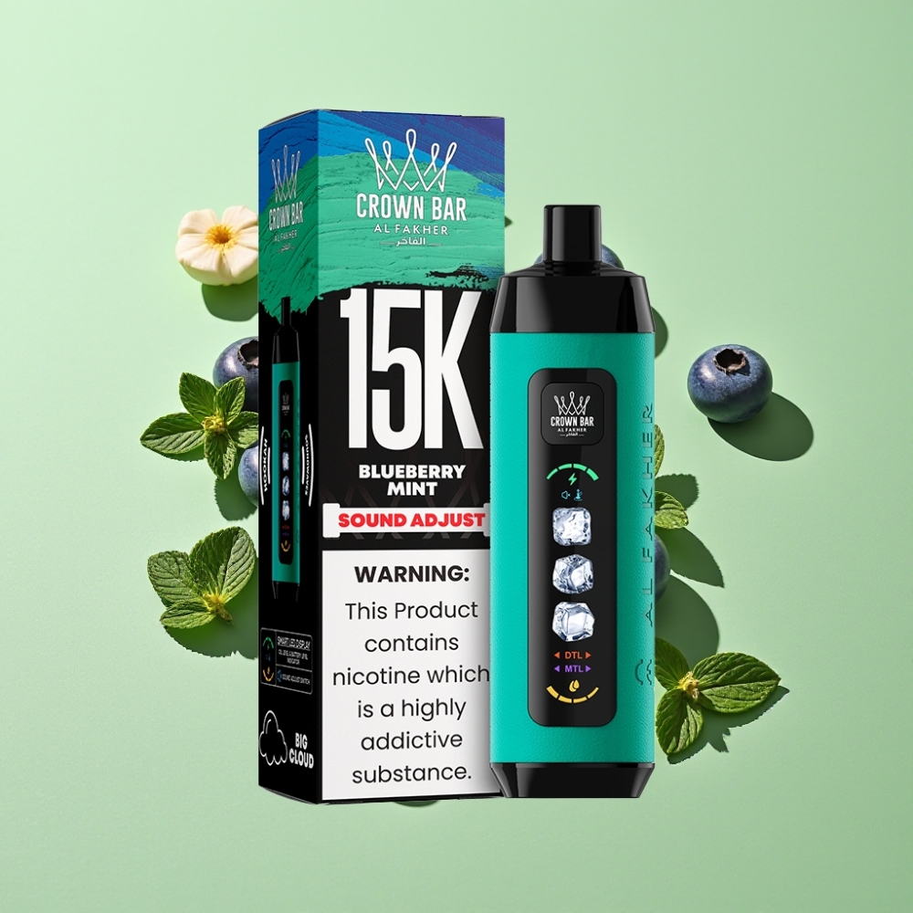 Al Fakher 15k Ice Adjust Clouds Wegwerp Device Blauwe Bes Munt 15000 Puffs 22ml Mesh Coil