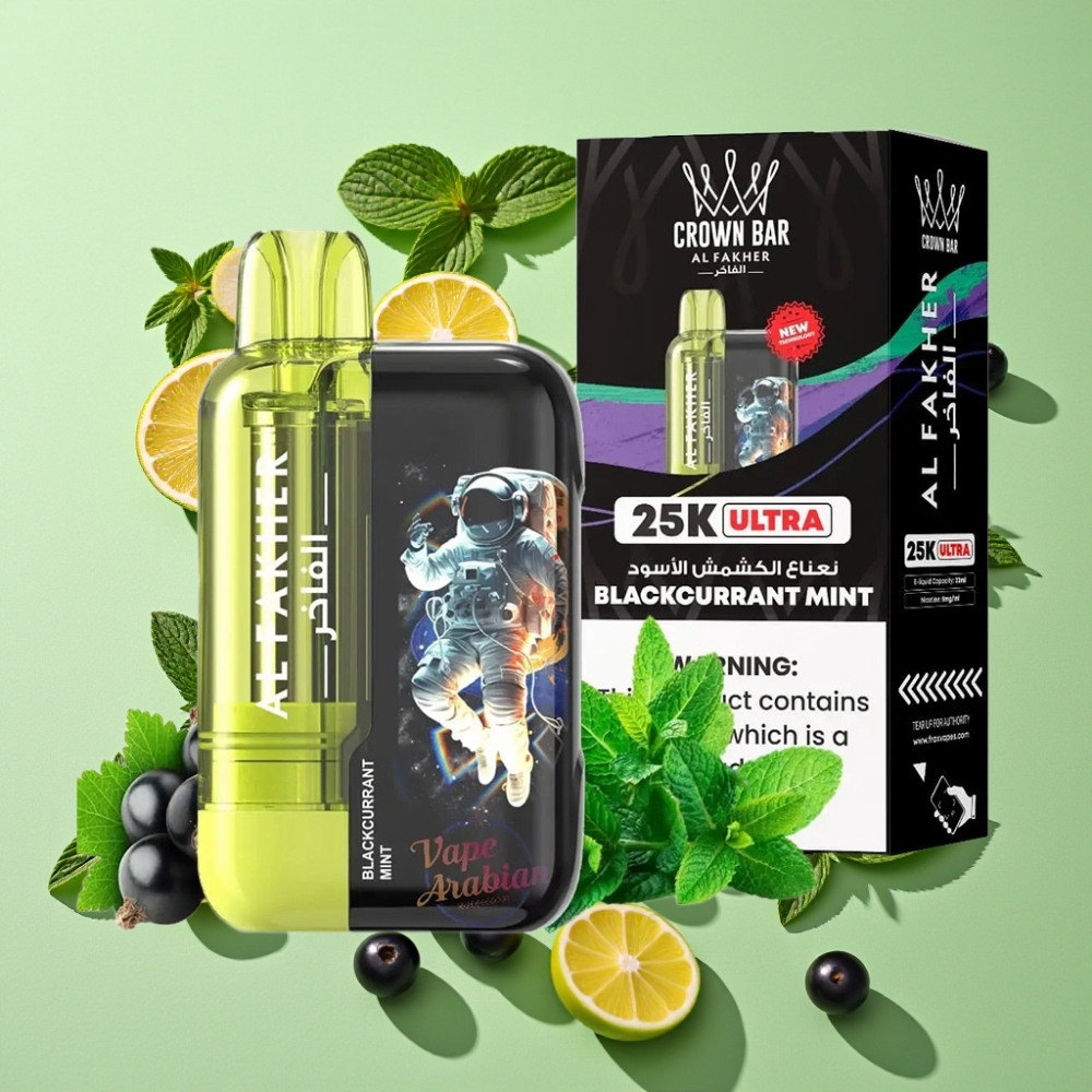 Al Fakher Crown Bar Ultra 25K Wegwerp Vape 22ml Zwarte Bes Munt Mesh Coil Type-C