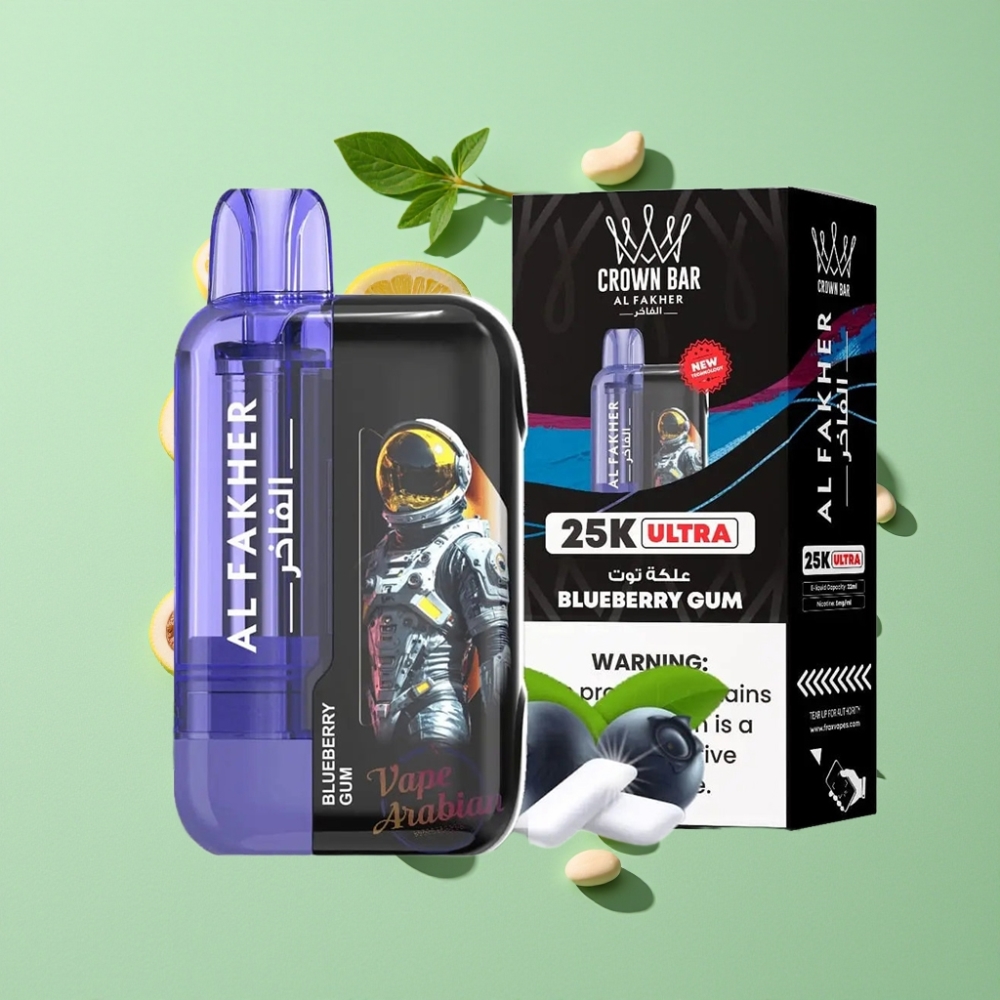 Al Fakher Crown Bar Ultra 25K Wegwerp Vape Blauwe Bessenkauwgom 22ml 50mg