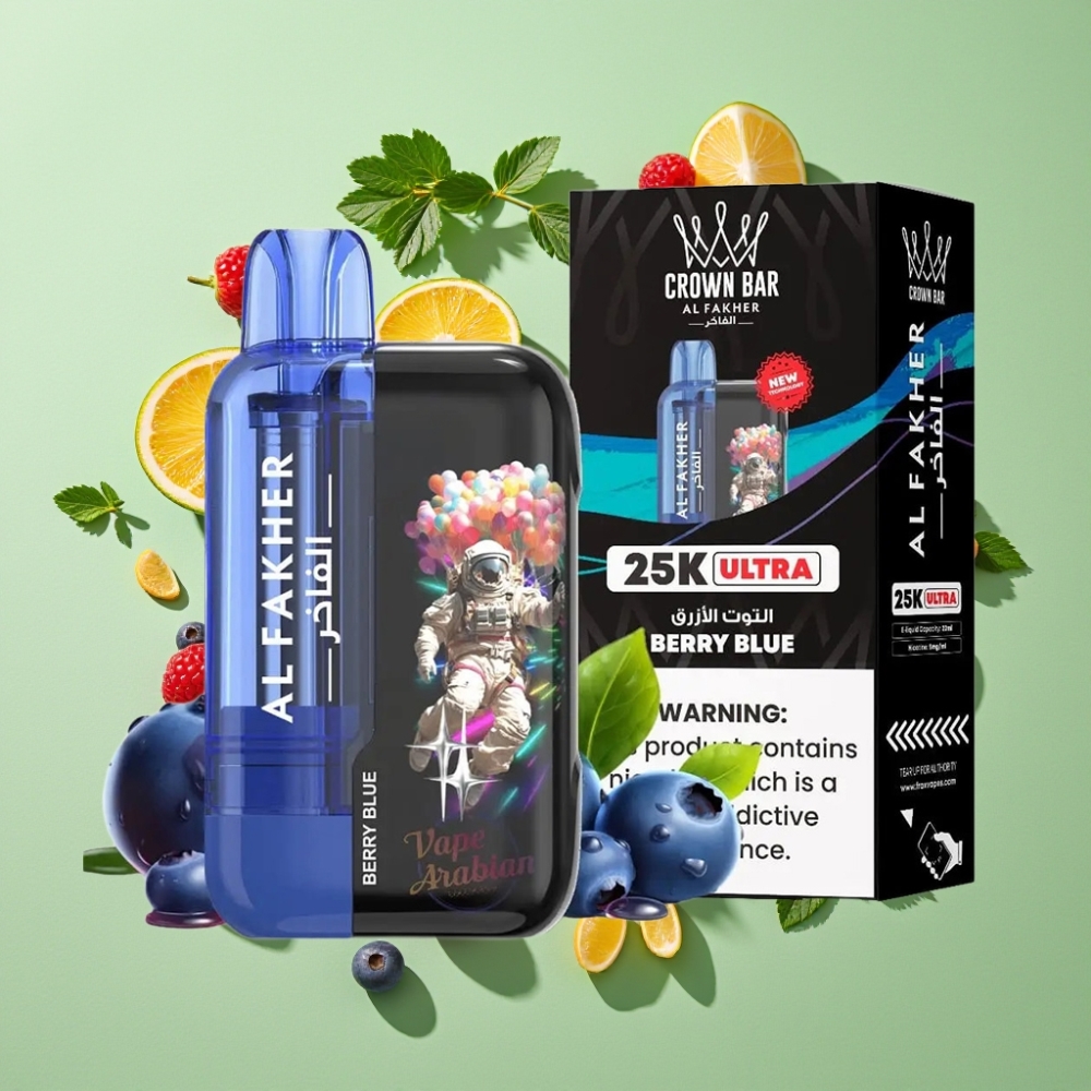 Al Fakher Crown Bar Ultra 25K Wegwerp Vape Bosbes Blauw – 22ml, 50mg/ml, Type-C