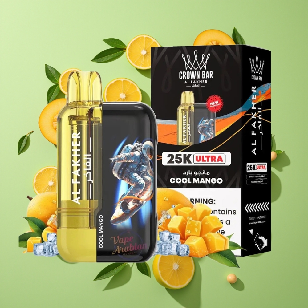 Al Fakher Crown Bar Ultra 25K Wegwerp Vape Koel Mango 22ml 50mg Mesh Coil