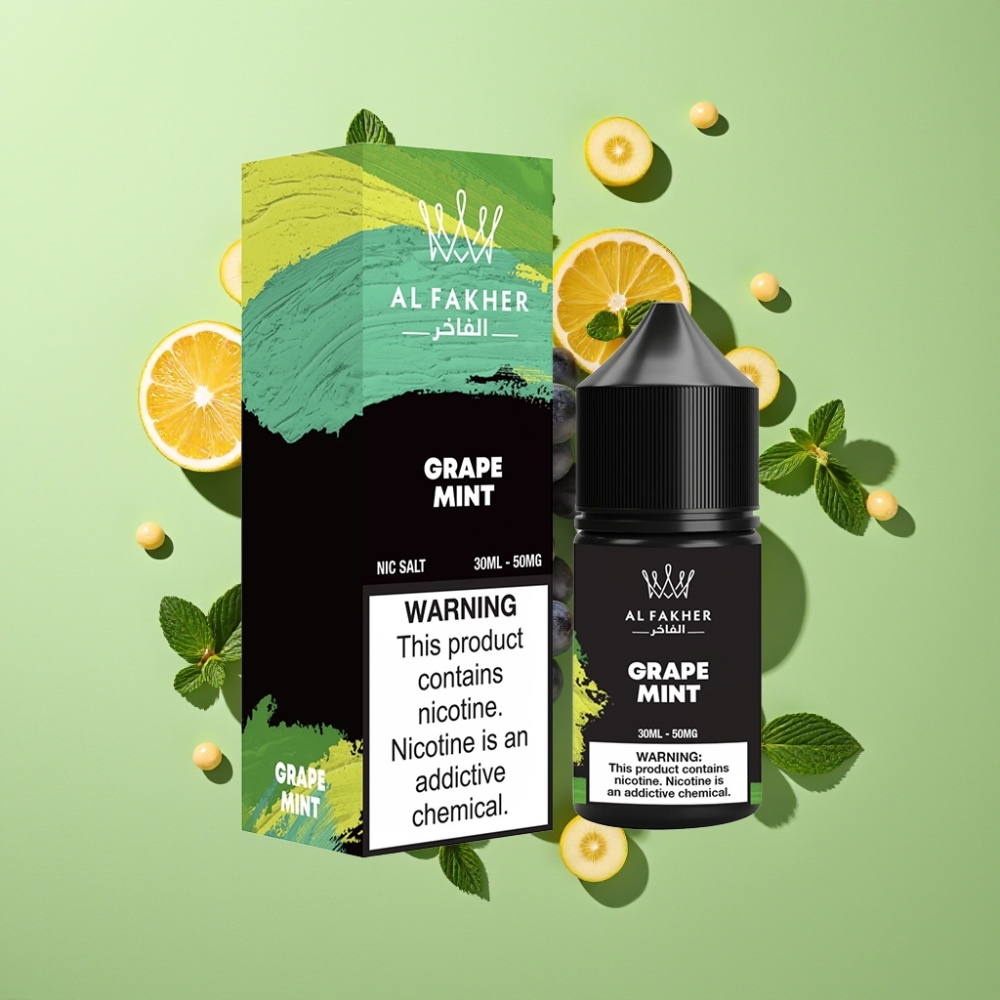 AL Fakher Nicotine Salt 50MG Druiven Munt E-Liquid 30ml Pod Vape