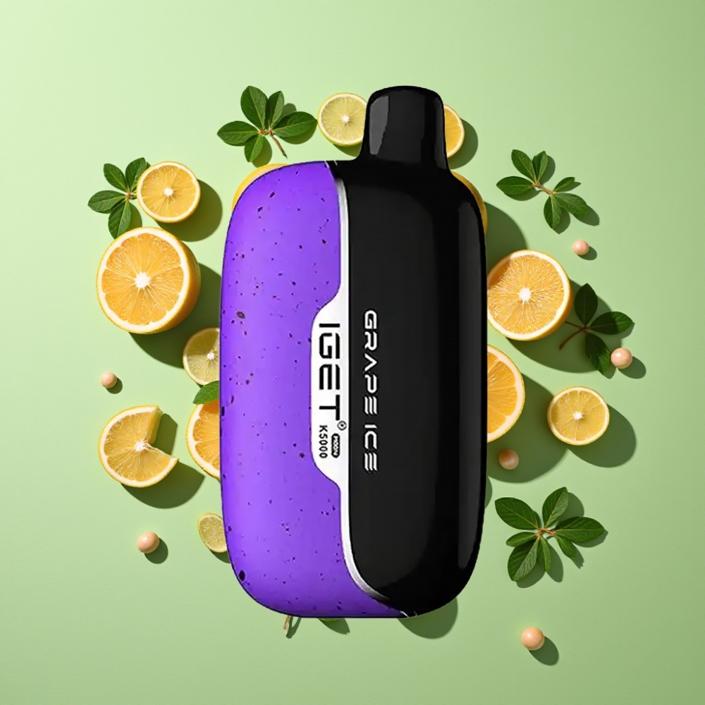 IGET Moon K5000 Puffs Wegwerp Vape Druif IJs 5000 Puffs Mesh Coil PC Materiaal