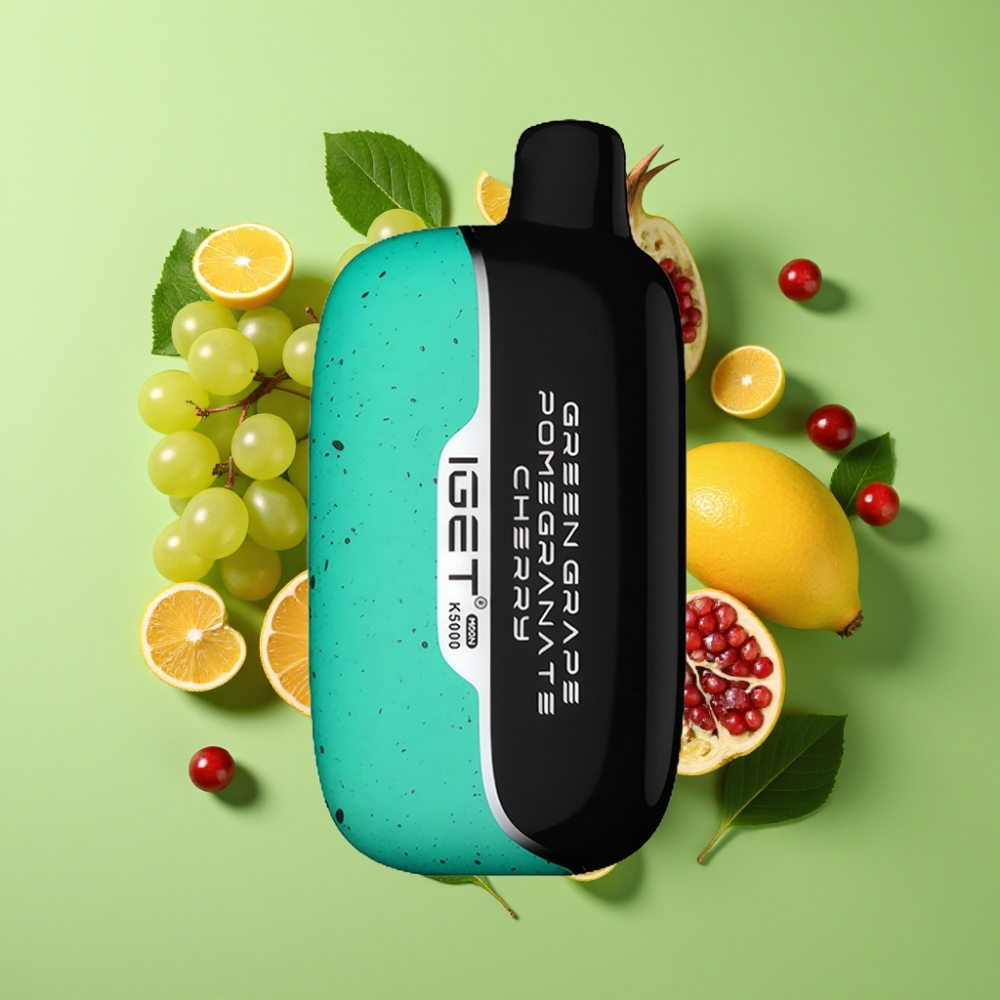 IGET Moon K5000 Puffs Wegwerp Vape Groene Druif Granaatappel Kers – 5000 Puffs, Mesh Coil 1.35 Ohm