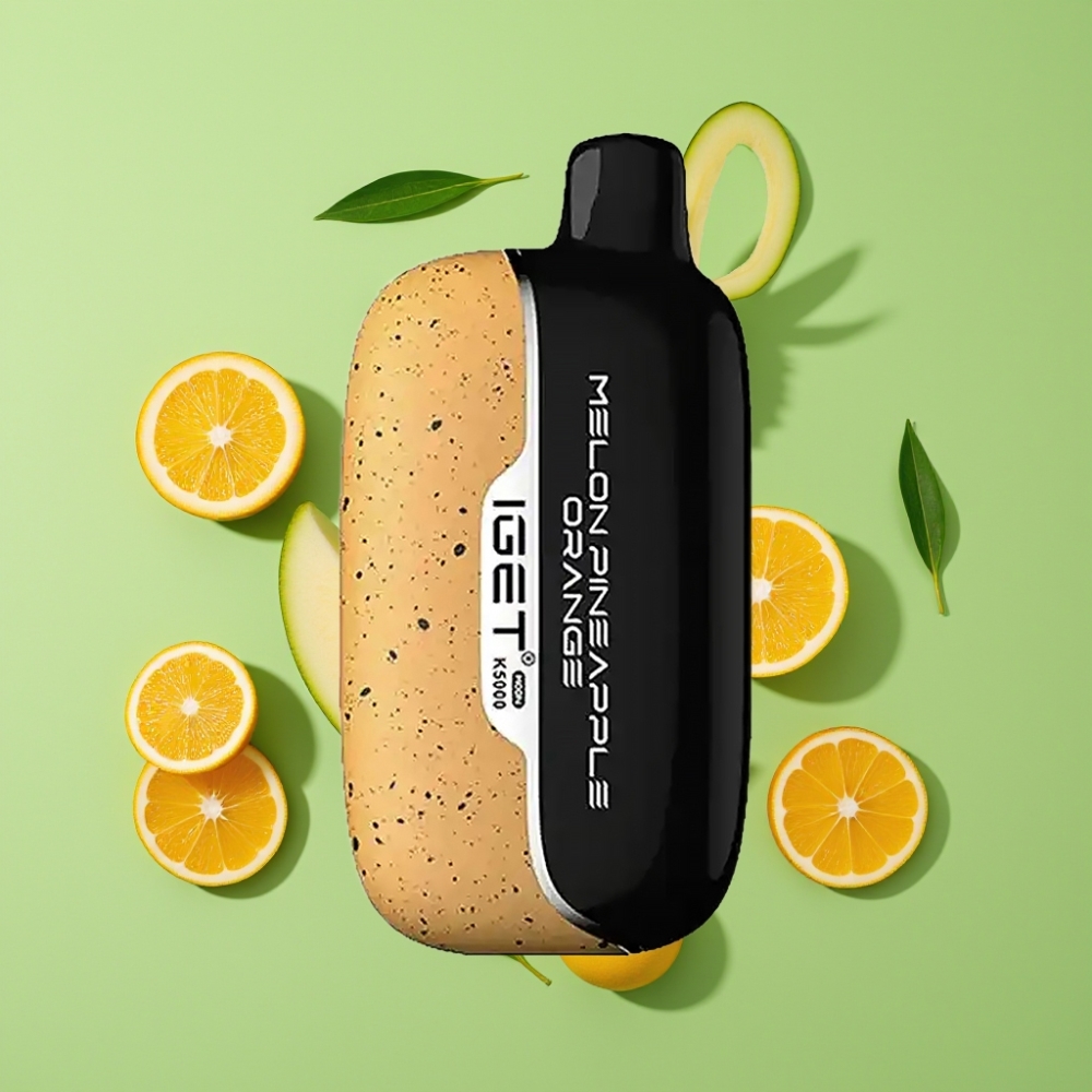 IGET Moon K5000 Puffs Wegwerp Vape Meloen Ananas Sinaasappel – 5000 Puffs, Mesh Coil 1.35 Ohm, PC Materiaal