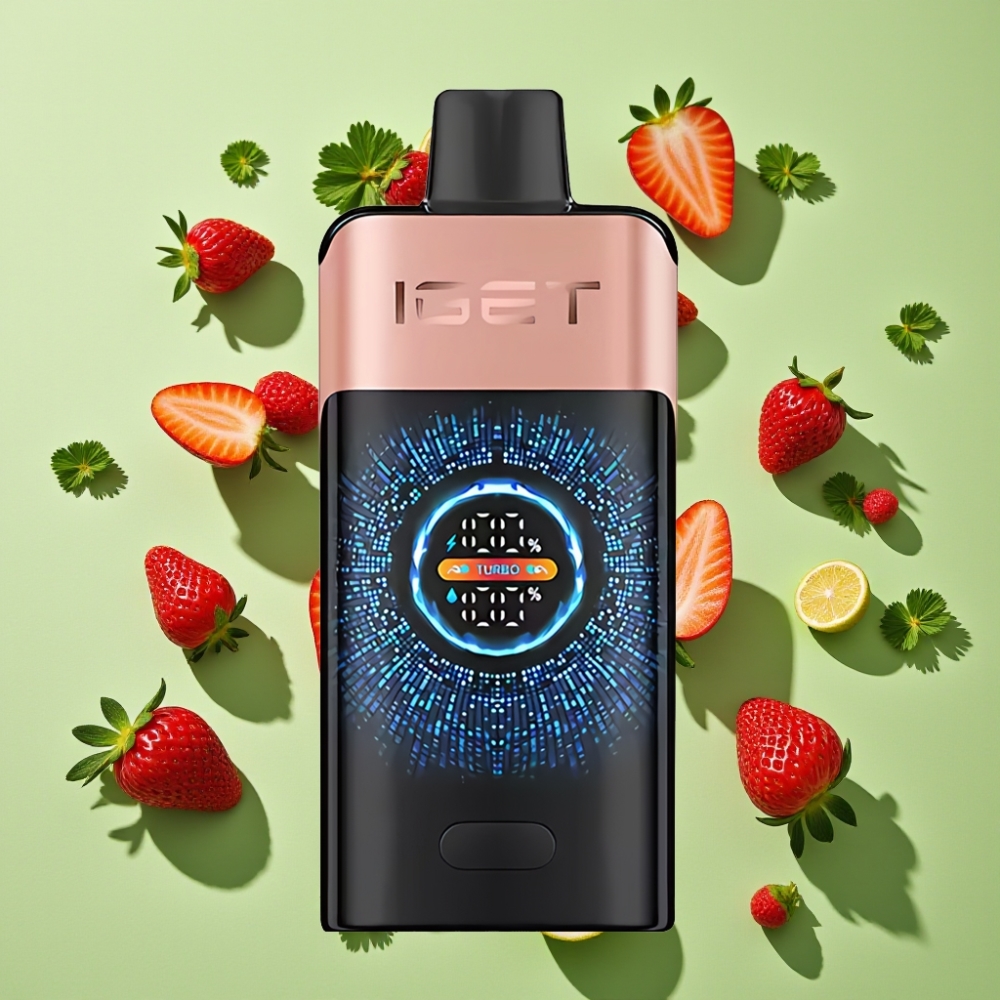 IGET ONE 12000 Puffs Wegwerp Vape Aardbei Framboos met Groot Scherm en 2700 mAh