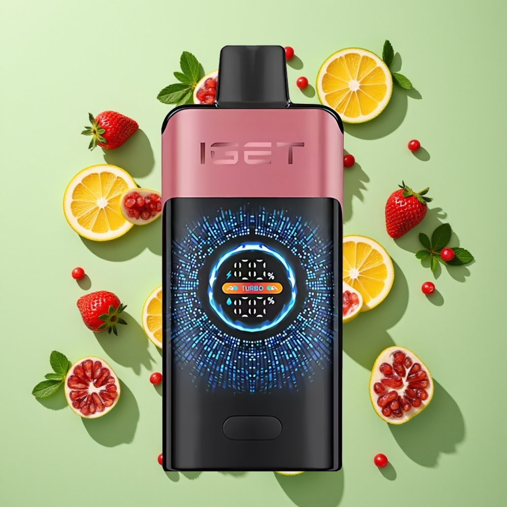 IGET ONE 12000 Puffs Wegwerp Vape – Aardbei Granaatappel IJs – 2700 mAh – Dual Mesh Coil