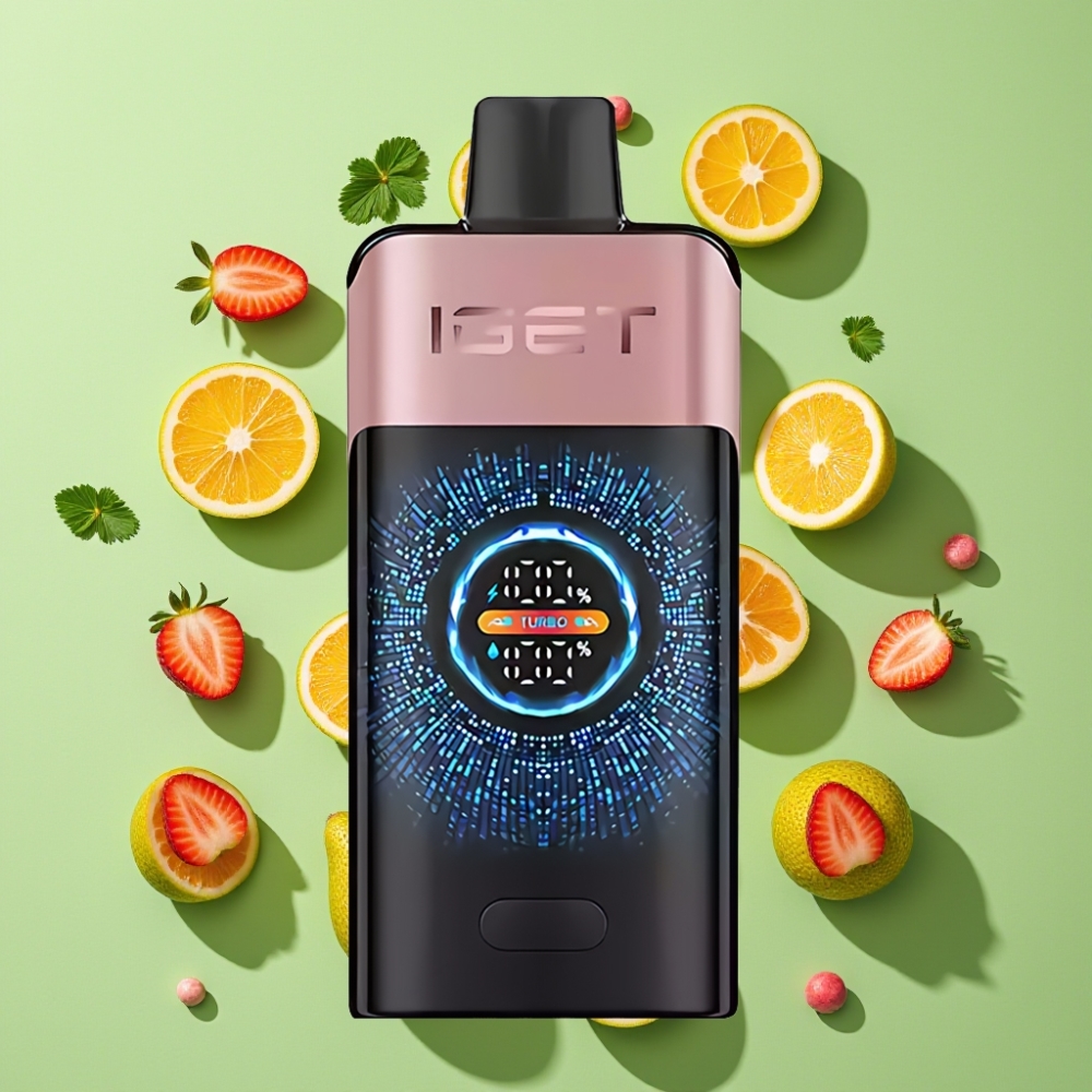 IGET ONE 12000 Puffs Wegwerp Vape Chupa Chups Aardbei – 2700 mAh, 0.6 ohm Dual Mesh, Groot Gebogen Scherm
