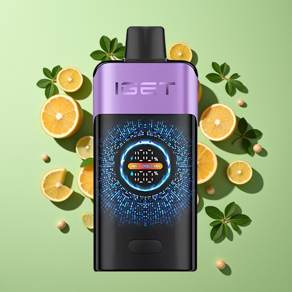 IGET ONE 12000 Puffs Wegwerp Vape Druiven IJs met Groot Scherm en 2700 mAh Batterij