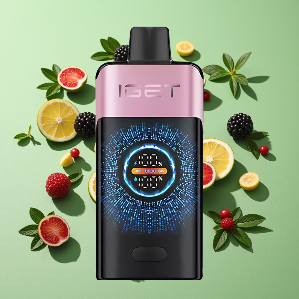 IGET ONE 12000 Puffs Wegwerp Vape Zwarte Bes IJs met Groot Kleurenscherm en Dual Mesh Coil