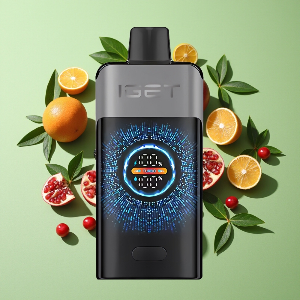 IGET ONE 12000 Puffs Wegwerp Vape Zwarte Bes Kers Granaatappel – Groot Scherm, 2700 mAh, Dual Mesh Coil