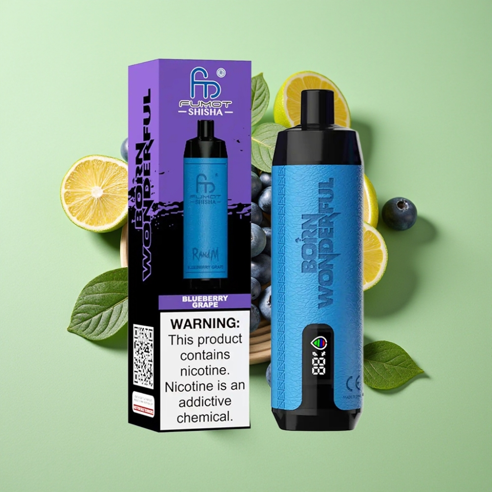 RandM Fumot Shisha 10000 Puffs Wegwerp Vape Blauwe Druif (18ml, 850mAh, Type-C)