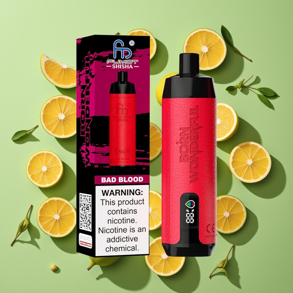 RandM Fumot Shisha 10000 Puffs Wegwerp Vape Slechte Bloed LED Type-C 850mAh