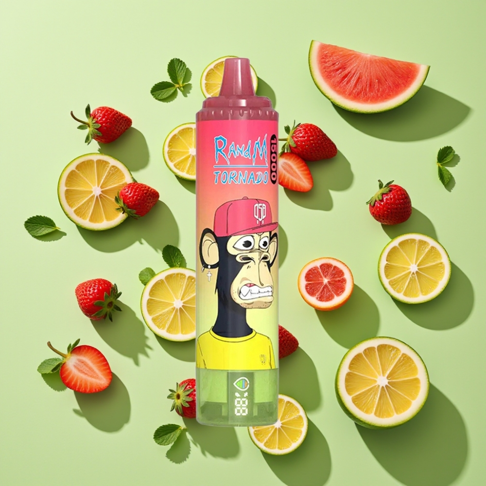 RandM Fumot Tornado 15000 Puffs 25ml Type-C Aardbei Watermeloen Limonade Wegwerp Vape