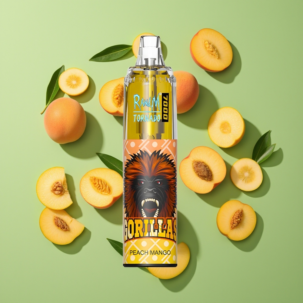 Fumot Tornado 7000 Puffs 14ML Perzik Mango Wegwerp Vape Mesh Coil Type-C
