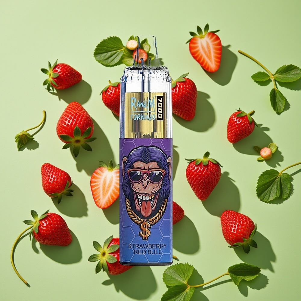 Fumot Tornado 7000 Wegwerp Vape Aardbei Red Bull 14ML Mesh Coil Type-C