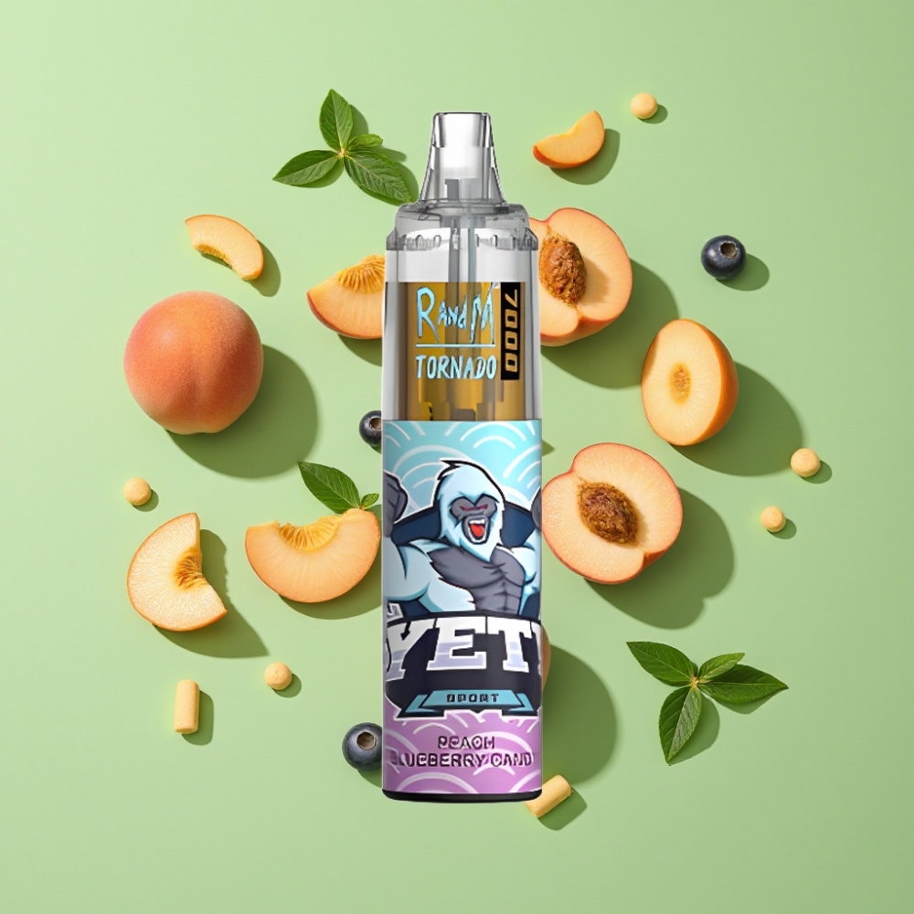 RandM Fumot Tornado 7000 Puffs 14ML Peach Blauwe Bes Snoep Wegwerp Vape