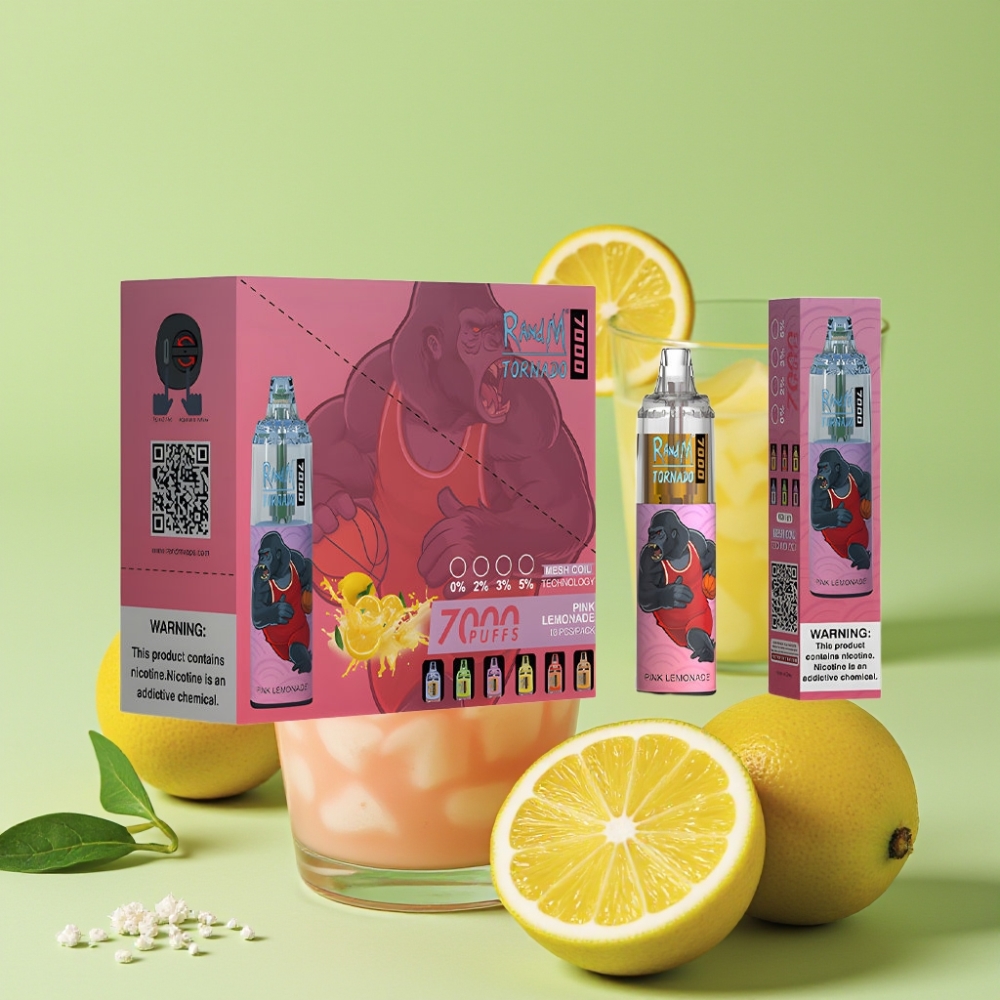 RandM Fumot Tornado 7000 Puffs 14ML Roze Limonade Wegwerp Vape