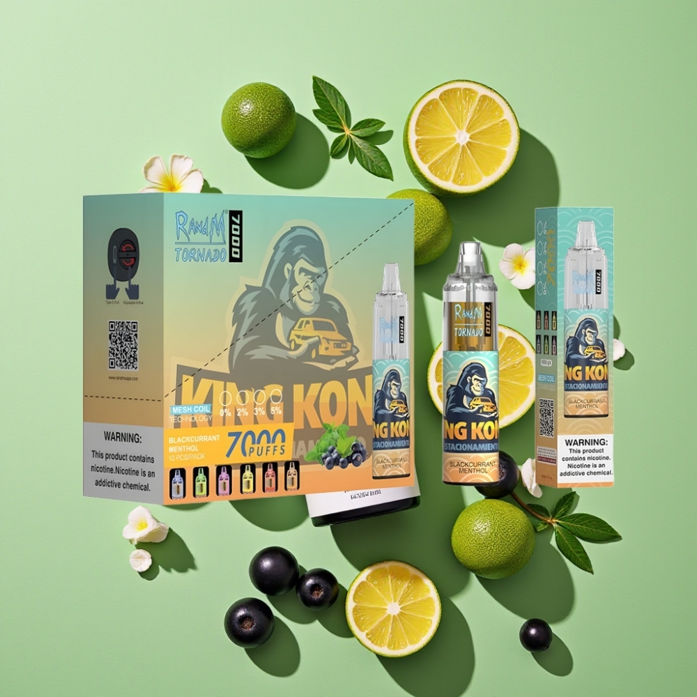 RandM Fumot Tornado 7000 Puffs 14ML Zwarte Bes Menthol Wegwerp Vape Mesh Coil Type-C