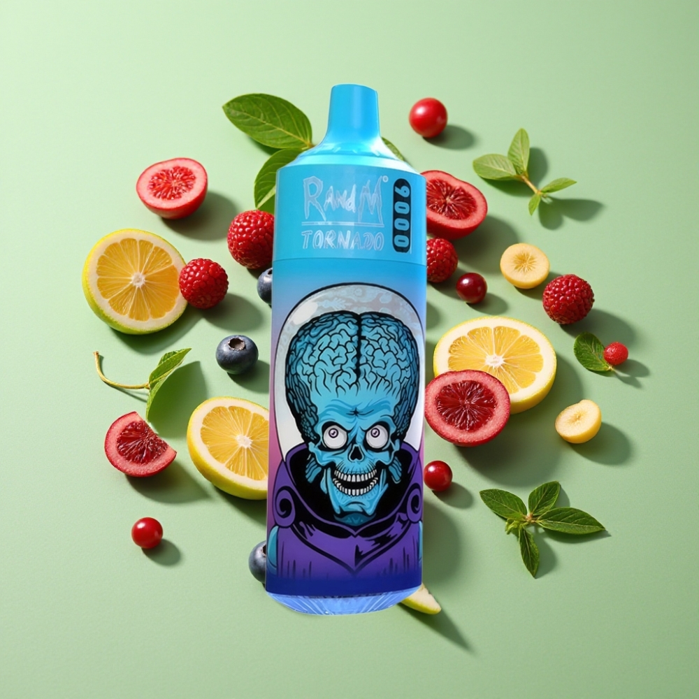 RandM Tornado 9000 Puffs Wegwerp Vape Blauwe Bes Kers Cranberry – 850 mAh – Mesh Coil