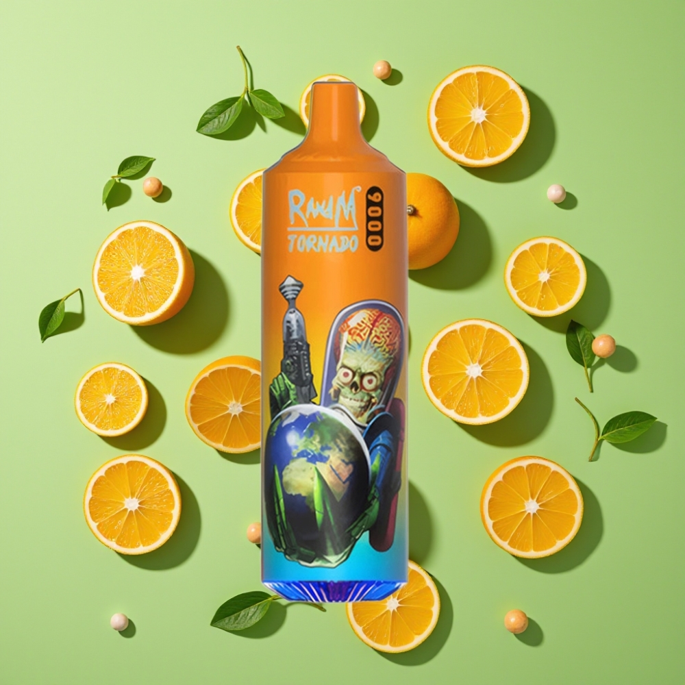RandM Tornado 9000 Puffs Wegwerp Vape Oranje Soda met 18 mL & Mesh Coil