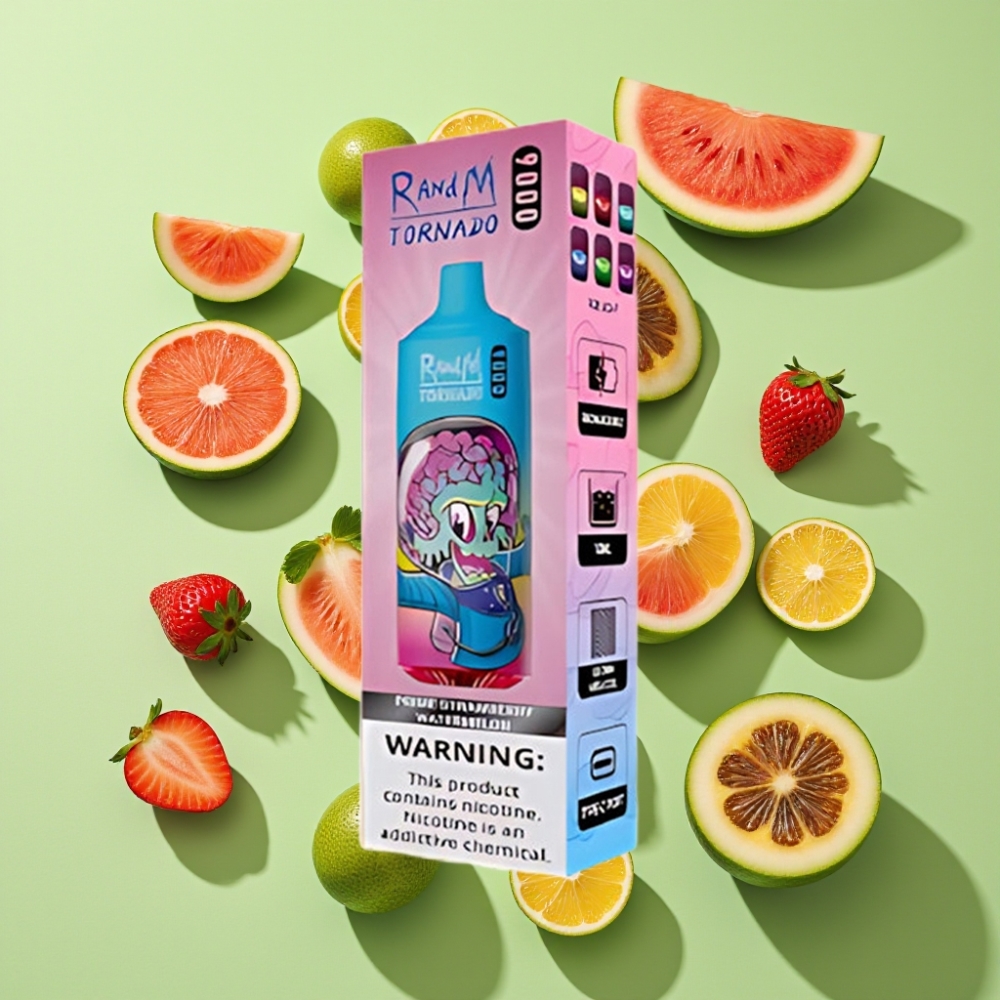 RandM Tornado 9000 Puffs Wegwerp Vape Prijs Aardbei Watermeloen Mesh Coil RGB Display