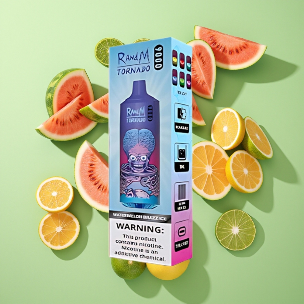 RandM Tornado 9000 Puffs Wegwerp Vape Watermeloen Brazz IJs – 18 mL, 850 mAh, Mesh Coil