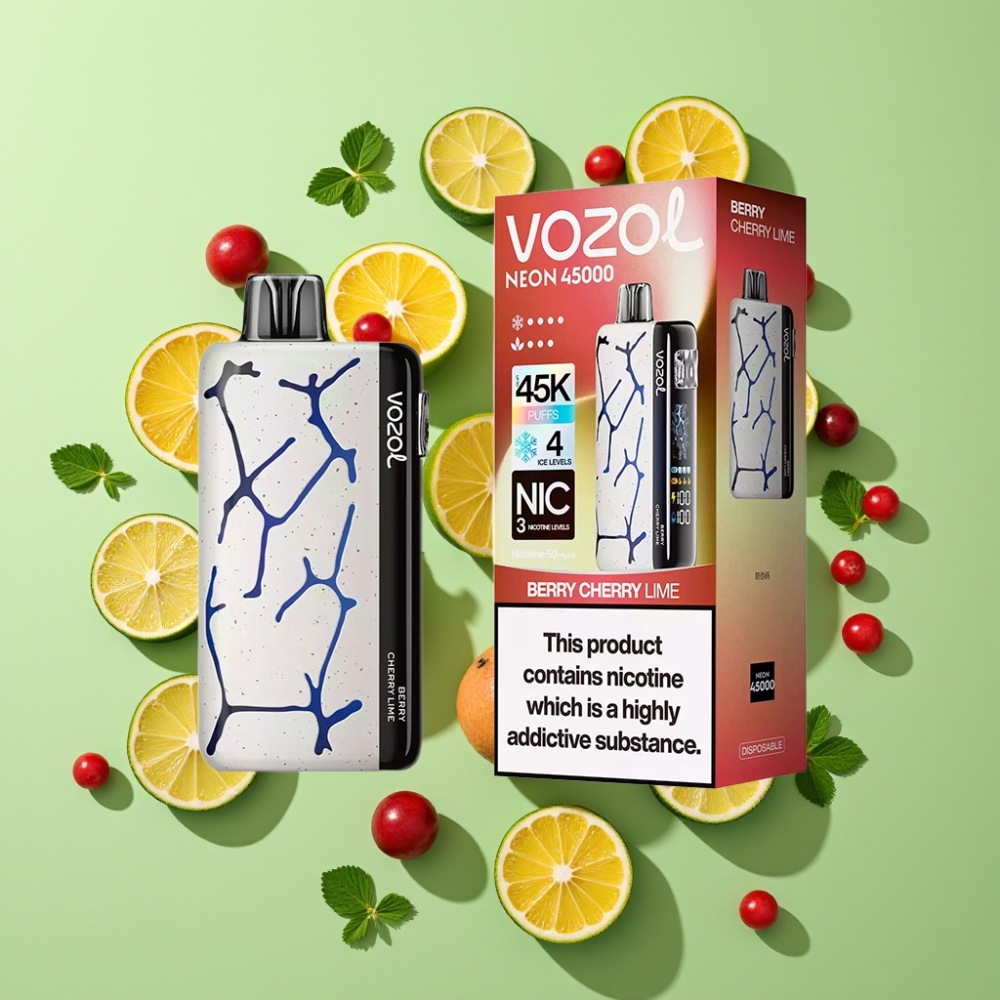 Vozol Neon 45K 45000 Puffs 20ml 800mAh Wegwerp Vape Bes Kers Limoen