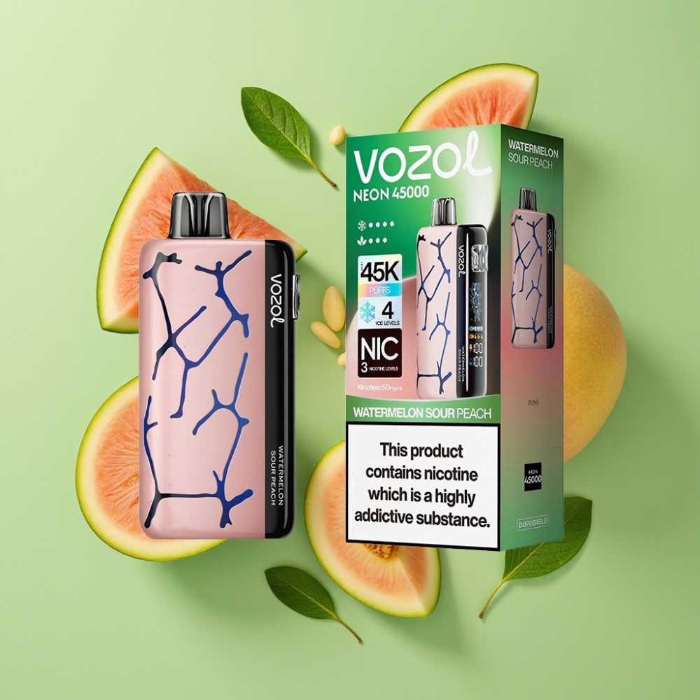 Vozol Neon 45K 45000 Puffs 20ml 800mAh Wegwerp Vape Watermeloen Zure Perzik