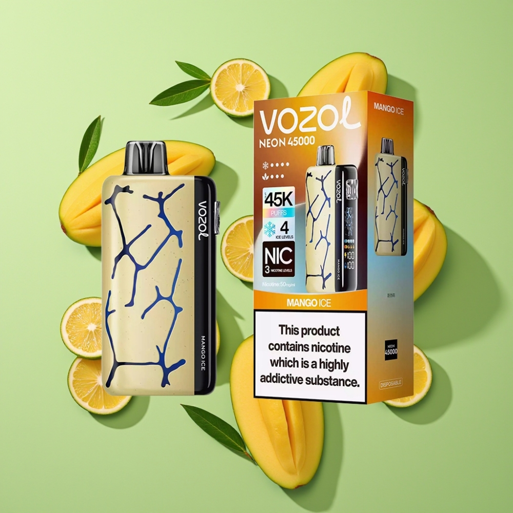 Vozol Neon 45K 45000 Puffs Herlaadbare Wegwerp Vape met Mango Ijs & Ajusteerbare Airflow