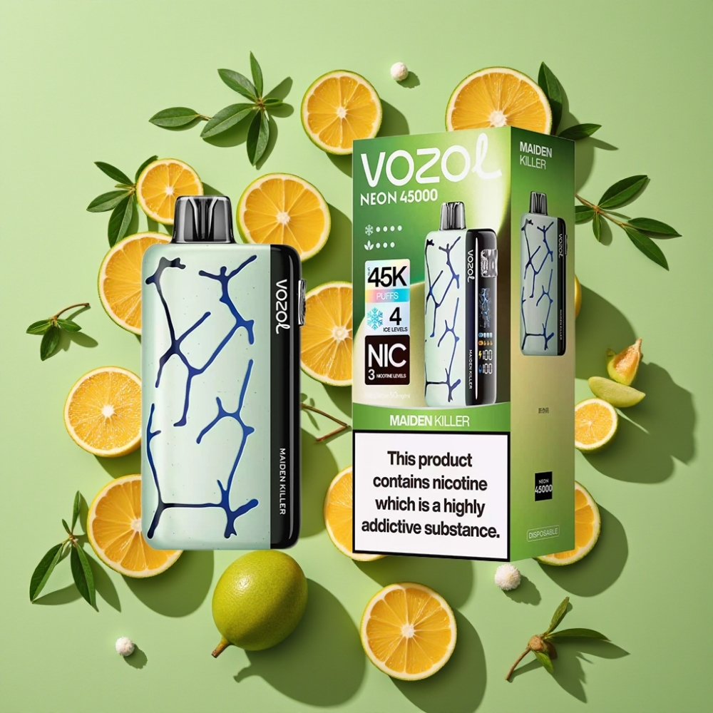 Vozol Neon 45K 45000 Puffs Verstelbare IJs & Luchtstroom Wegwerp Vape Maiden Killer