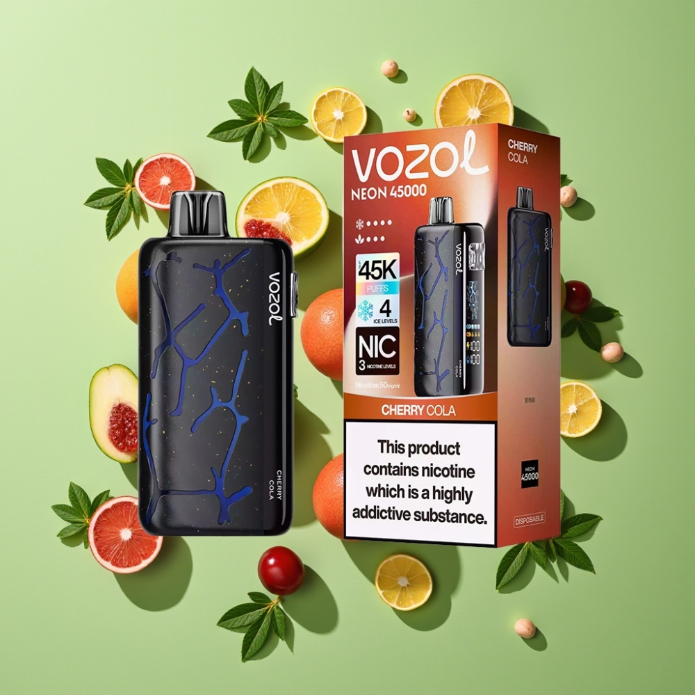Vozol Neon 45K 45000 Puffs Verstelbare Ijs & Luchtstroom Wegwerp Vape Kers Cola