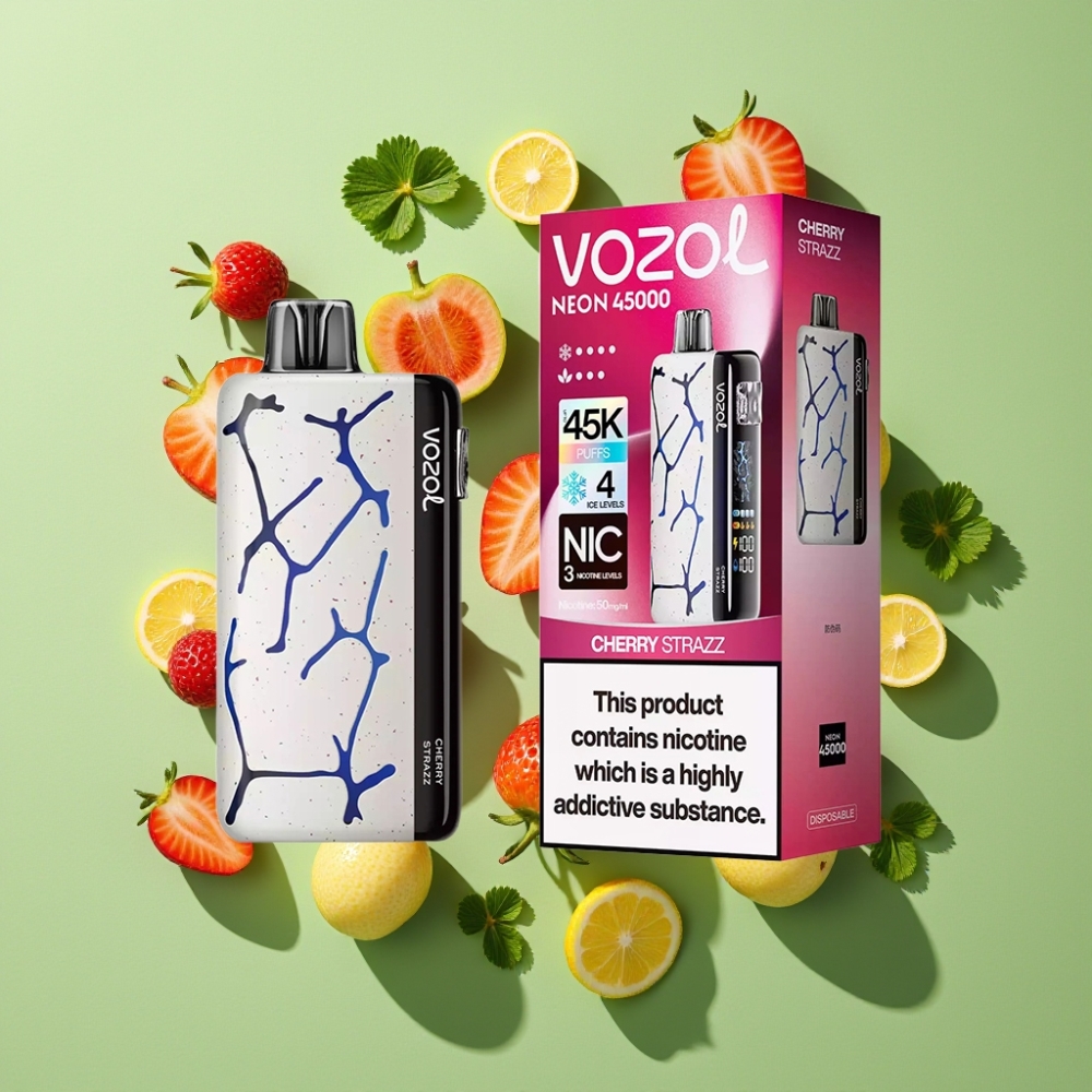 Vozol Neon 45K 45000 Puffs Wegwerp Vape Kers Strazz met 20ml Vloeistof en 800mAh Battery