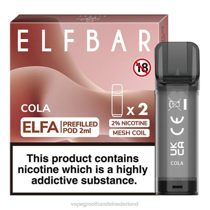 2NRV319 cola - Vape bestseller ELFBAR Elfa voorgevulde capsule - 2 ml - 20 mg (2 stuks)