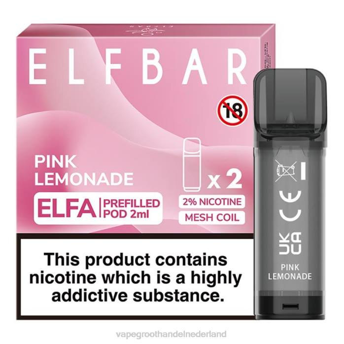 2NRV320 roze limonade - groothandel Vape wegwerp ELFBAR Elfa voorgevulde capsule - 2 ml - 20 mg (2 stuks)