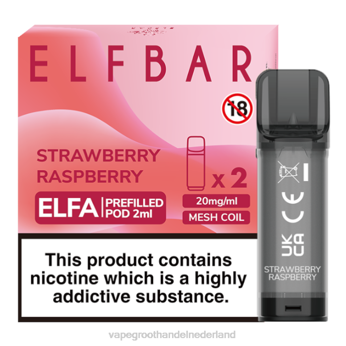 2NRV321 aardbei framboos - wegwerpbaar Vape ELFBAR Elfa voorgevulde capsule - 2 ml - 20 mg (2 stuks)