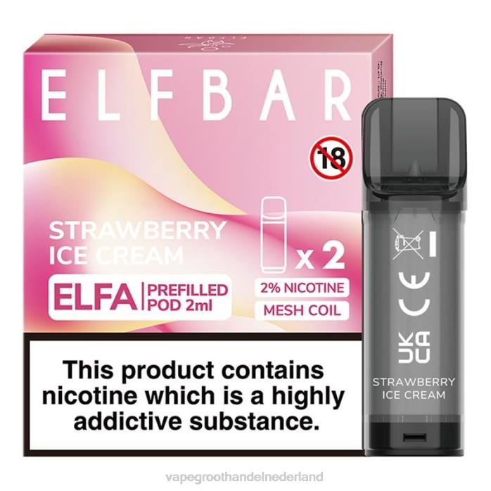 2NRV324 aardbeienijs - Vape Nederland ELFBAR Elfa voorgevulde capsule - 2 ml - 20 mg (2 stuks)