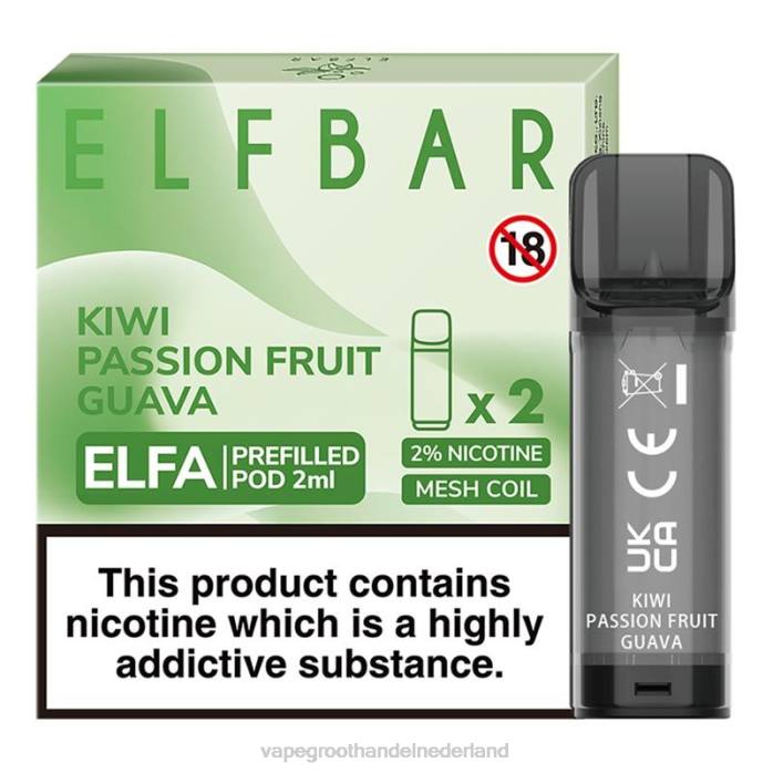 2NRV326 kiwi-passievrucht-guave - wegwerp Vape Groningen ELFBAR Elfa voorgevulde capsule - 2 ml - 20 mg (2 stuks)