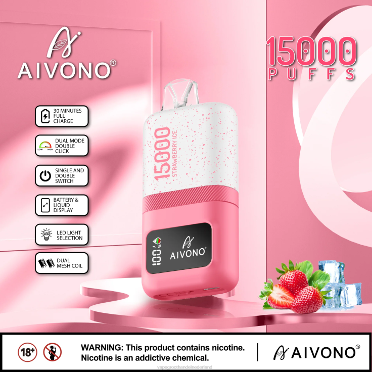 Aivono AIM magic 15000 aardbeien ijs - TZFB471 Vape Nederland