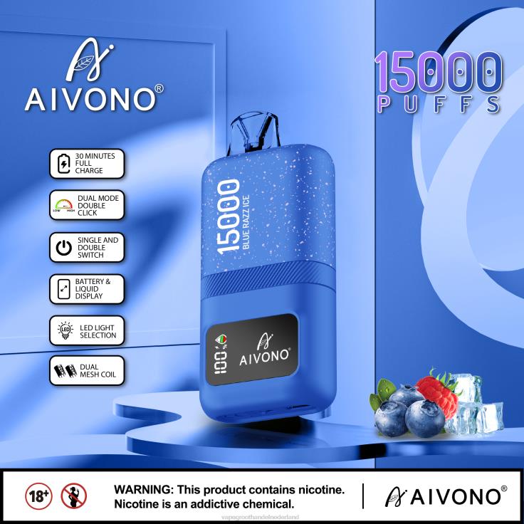 Aivono AIM magic 15000 blauw razz-ijs - TZFB464 Vape Amsterdam