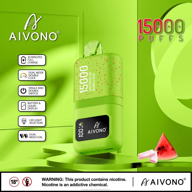 Aivono AIM magic 15000 watermeloen kauwgom - TZFB465 Vape Groothandel Nederland