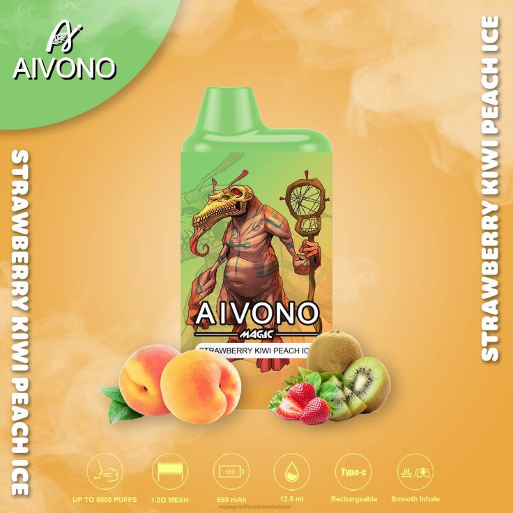 Aivono AIM MAGIC 5800 monddoossigaret aardbei-kiwi-perzikijs - TZFB496 Vape Amsterdam