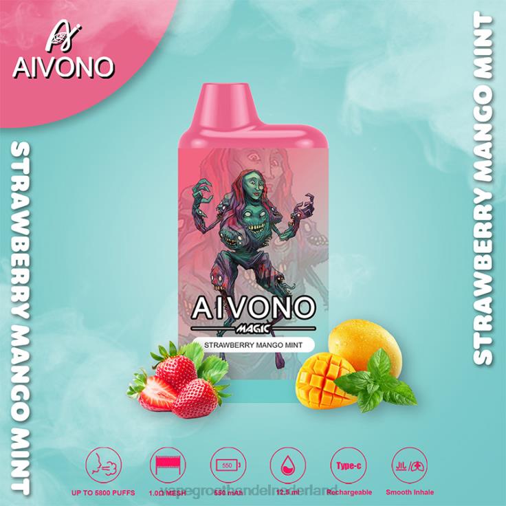 Aivono AIM MAGIC 5800 monddoossigaret aardbei-mango munt - TZFB497 Vape Groothandel Nederland