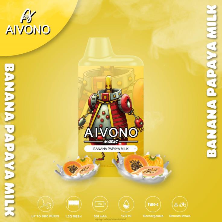 Aivono AIM MAGIC 5800 monddoossigaret bananenpapajamelk - TZFB494 Wegwerpbaar Vape
