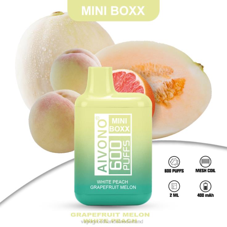 Aivono AIM MINI BOXX 600 witte perzik-grapefruitmeloen - TZFB4241 Vape Groothandel Nederland