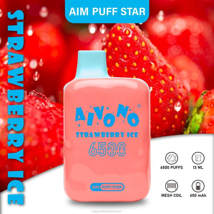 Aivono AIM PUFF STAR 6500 aardbeien ijs - TZFB4288 Vape Amsterdam