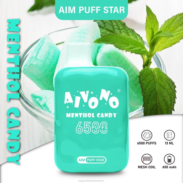 Aivono AIM PUFF STAR 6500 menthol snoep - TZFB4295 Vape Nederland