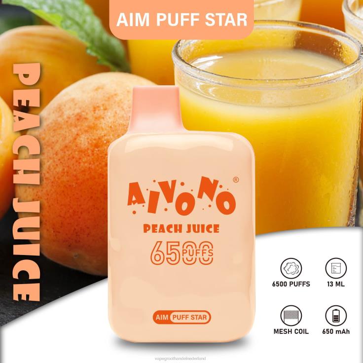 Aivono AIM PUFF STAR 6500 perziksap - TZFB4289 Vape Groothandel Nederland