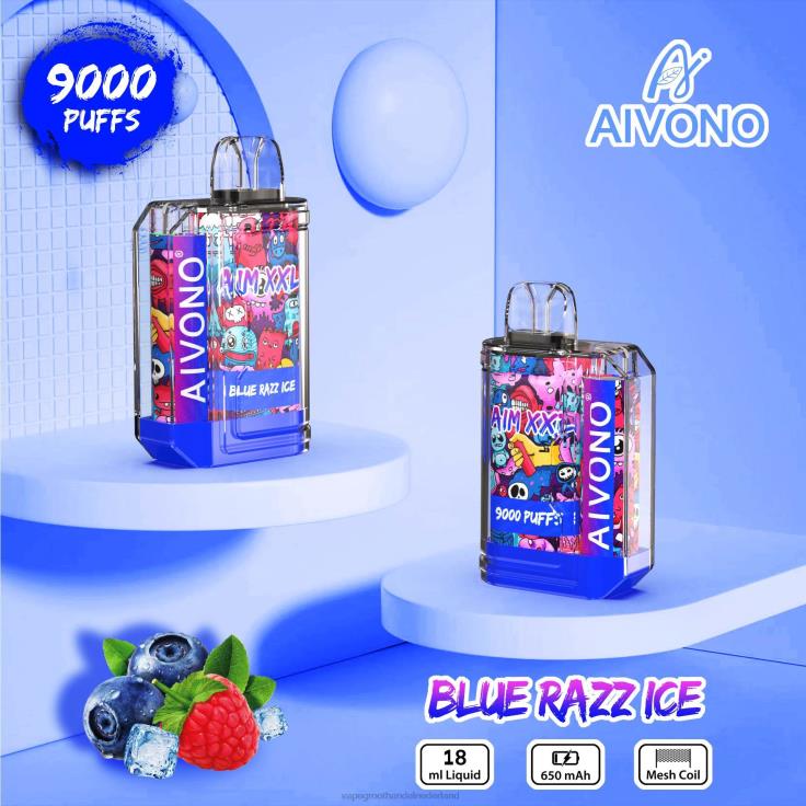 Aivono AIM XXL 9000 mondsticker transparant blauw razz-ijs - TZFB454 Wegwerpbaar Vape